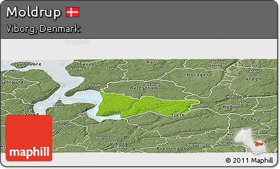 Physical Panoramic Map of Moldrup, semi-desaturated
