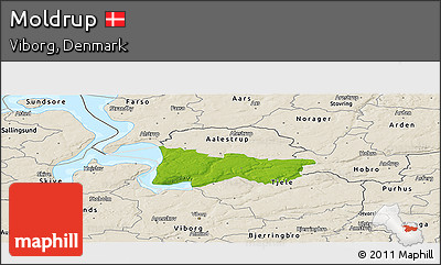 Physical Panoramic Map of Moldrup, shaded relief outside
