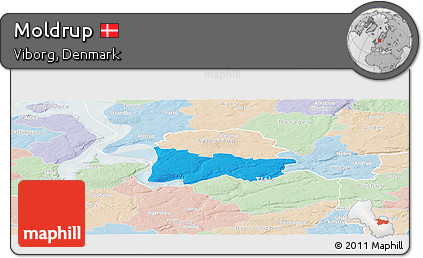 Political Panoramic Map of Moldrup, lighten