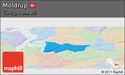 Political Panoramic Map of Moldrup, lighten