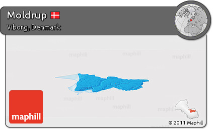 Political Panoramic Map of Moldrup, single color outside