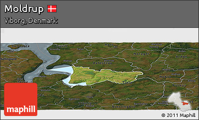 Satellite Panoramic Map of Moldrup, darken
