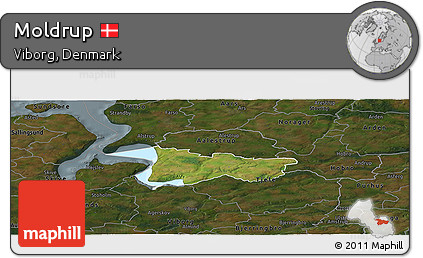Satellite Panoramic Map of Moldrup, darken