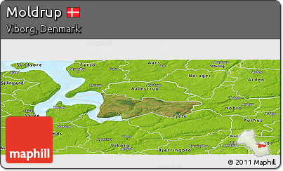 Satellite Panoramic Map of Moldrup, physical outside