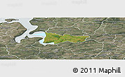 Satellite Panoramic Map of Moldrup, semi-desaturated