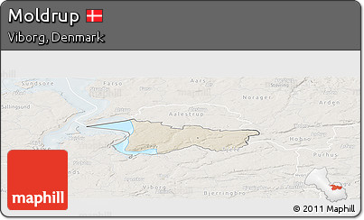 Shaded Relief Panoramic Map of Moldrup, lighten