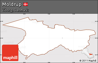 Classic Style Simple Map of Moldrup, cropped outside