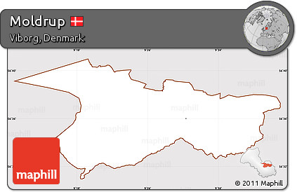 Classic Style Simple Map of Moldrup, cropped outside
