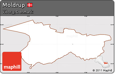 Classic Style Simple Map of Moldrup, cropped outside
