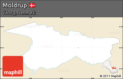 Classic Style Simple Map of Moldrup, single color outside