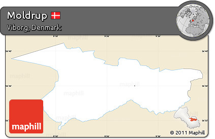 Classic Style Simple Map of Moldrup, single color outside