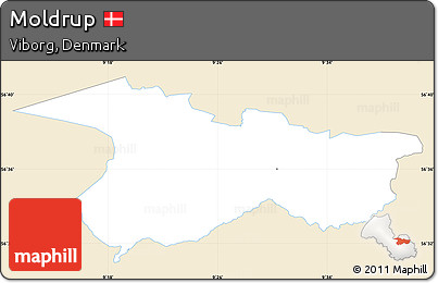 Classic Style Simple Map of Moldrup, single color outside