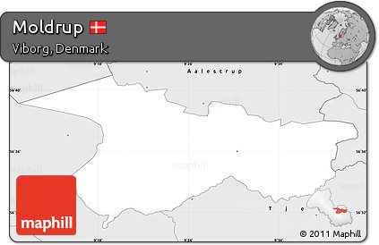 Silver Style Simple Map of Moldrup