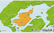 Political 3D Map of Morso, physical outside