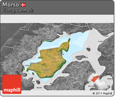 Satellite 3D Map of Morso, desaturated