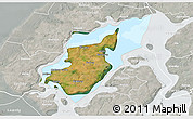 Satellite 3D Map of Morso, lighten, semi-desaturated