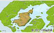 Satellite 3D Map of Morso, physical outside