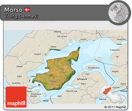 Satellite 3D Map of Morso, shaded relief outside