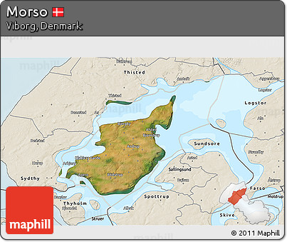 Satellite 3D Map of Morso, shaded relief outside