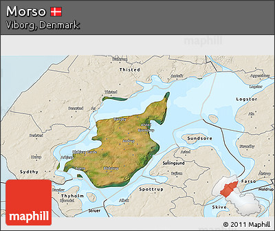 Satellite 3D Map of Morso, shaded relief outside