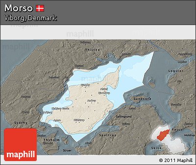 Shaded Relief 3D Map of Morso, darken