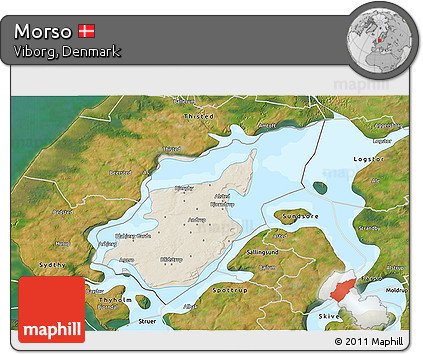 Shaded Relief 3D Map of Morso, satellite outside