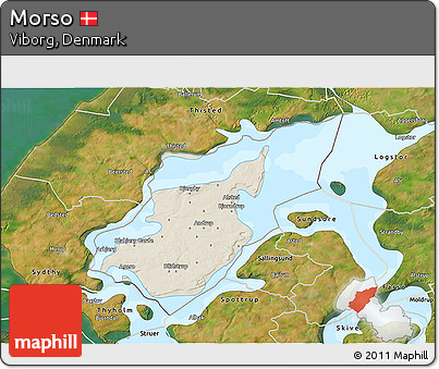 Shaded Relief 3D Map of Morso, satellite outside