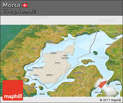 Shaded Relief 3D Map of Morso, satellite outside