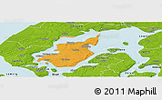 Political Panoramic Map of Morso, physical outside