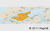 Political Panoramic Map of Morso, shaded relief outside