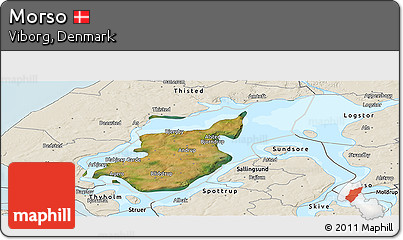 Satellite Panoramic Map of Morso, shaded relief outside