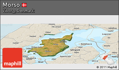 Satellite Panoramic Map of Morso, shaded relief outside