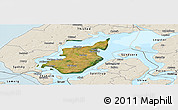 Satellite Panoramic Map of Morso, shaded relief outside