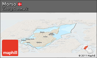 Shaded Relief Panoramic Map of Morso, lighten