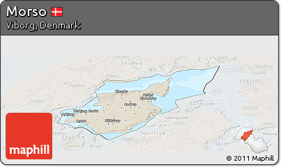 Shaded Relief Panoramic Map of Morso, lighten