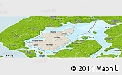 Shaded Relief Panoramic Map of Morso, physical outside