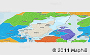 Shaded Relief Panoramic Map of Morso, political outside