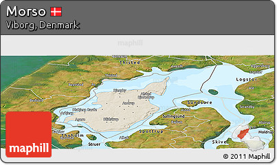 Shaded Relief Panoramic Map of Morso, satellite outside