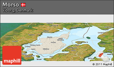 Shaded Relief Panoramic Map of Morso, satellite outside