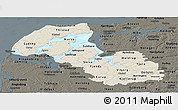 Shaded Relief Panoramic Map of Viborg, darken