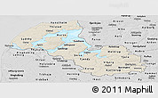 Shaded Relief Panoramic Map of Viborg, desaturated