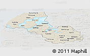 Shaded Relief Panoramic Map of Viborg, lighten, semi-desaturated