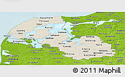 Shaded Relief Panoramic Map of Viborg, physical outside