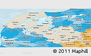 Shaded Relief Panoramic Map of Viborg, political shades outside