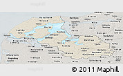 Shaded Relief Panoramic Map of Viborg, semi-desaturated