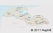 Shaded Relief Panoramic Map of Viborg, single color outside