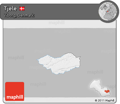 Gray 3D Map of Tjele, single color outside