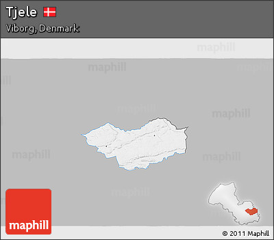 Gray 3D Map of Tjele, single color outside