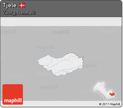 Gray 3D Map of Tjele, single color outside