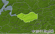Physical 3D Map of Tjele, darken